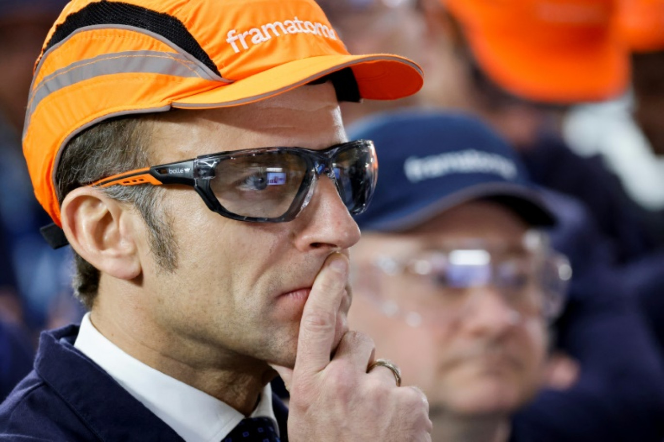 Emmanuel Macron en déplacement dans une usine à Maubeuge (Nord), le 29 janvier 2025 © Ludovic MARIN