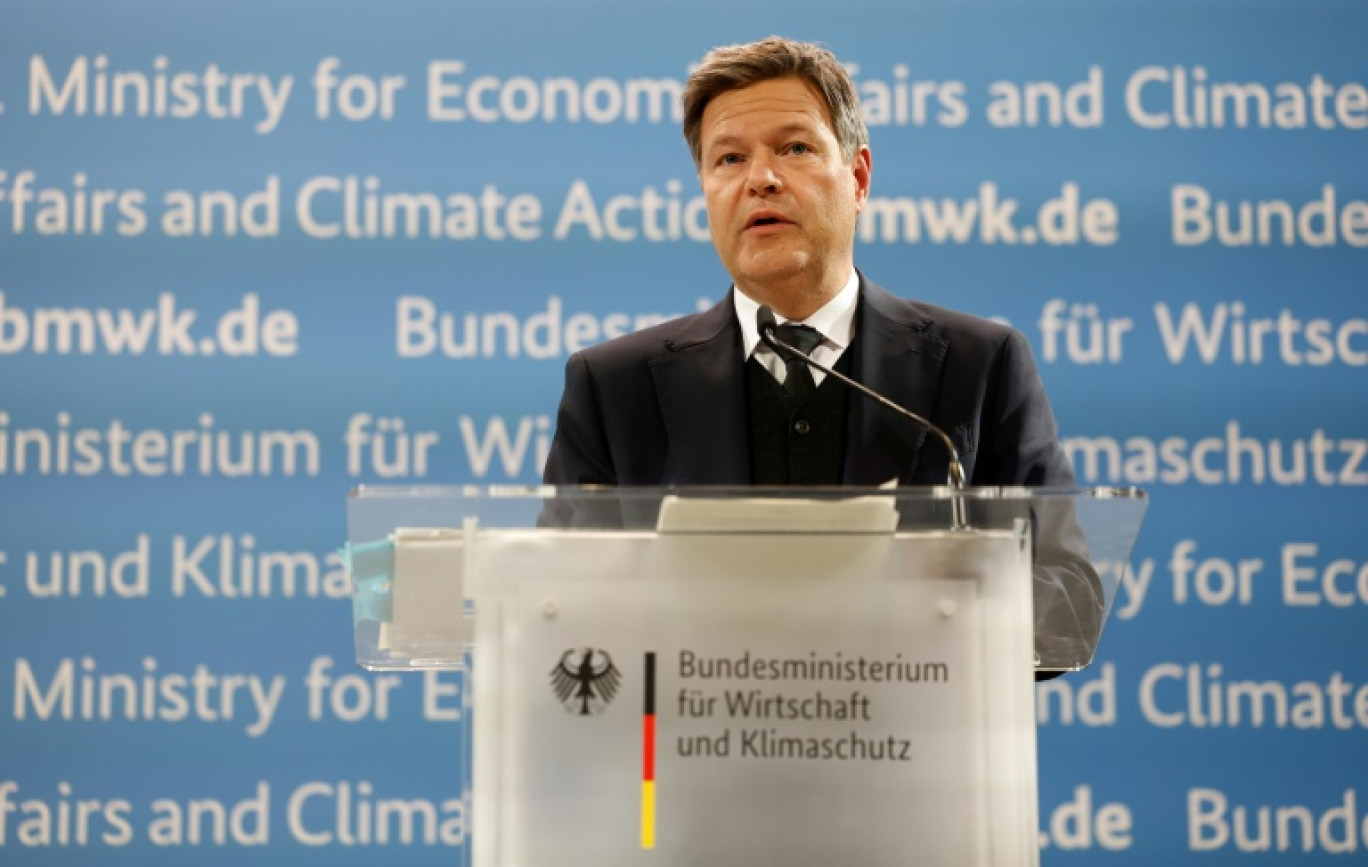 Le ministre écologiste allemand de l'Economie Robert Habeck, lors d'une conférence de presse à Berlin le 29 janvier 2025 © Odd ANDERSEN