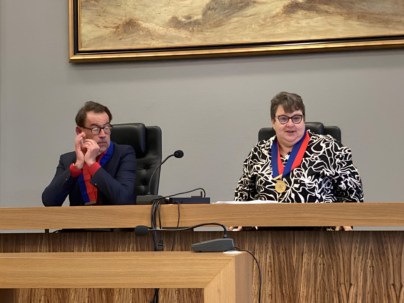 L’audience solennelle du tribunal des Prud’Hommes, le 30 janvier dernier à Boulogne-sur-Mer avec Karine Descharles, présidente et Jean-Christophe Jailloux, vice-président, collège employeurs. © Aletheia Press / M. Railane