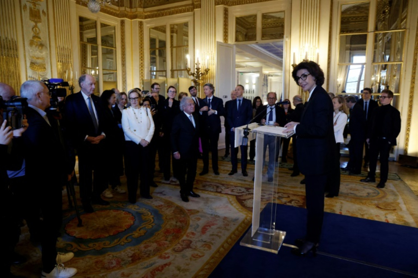 La ministre de la Culture Rachida Dati lors de la présentation des archives du général de Gaulle au ministère de la Culture à Paris le 3 février 2025 © LUDOVIC MARIN