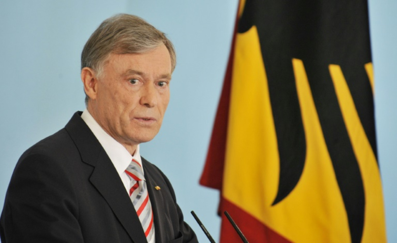 L'ancien président allemand Horst Koehler le 22 mai 2008 lors d'une conférence de presse au palais présidentiel à Berlin © John MACDOUGALL