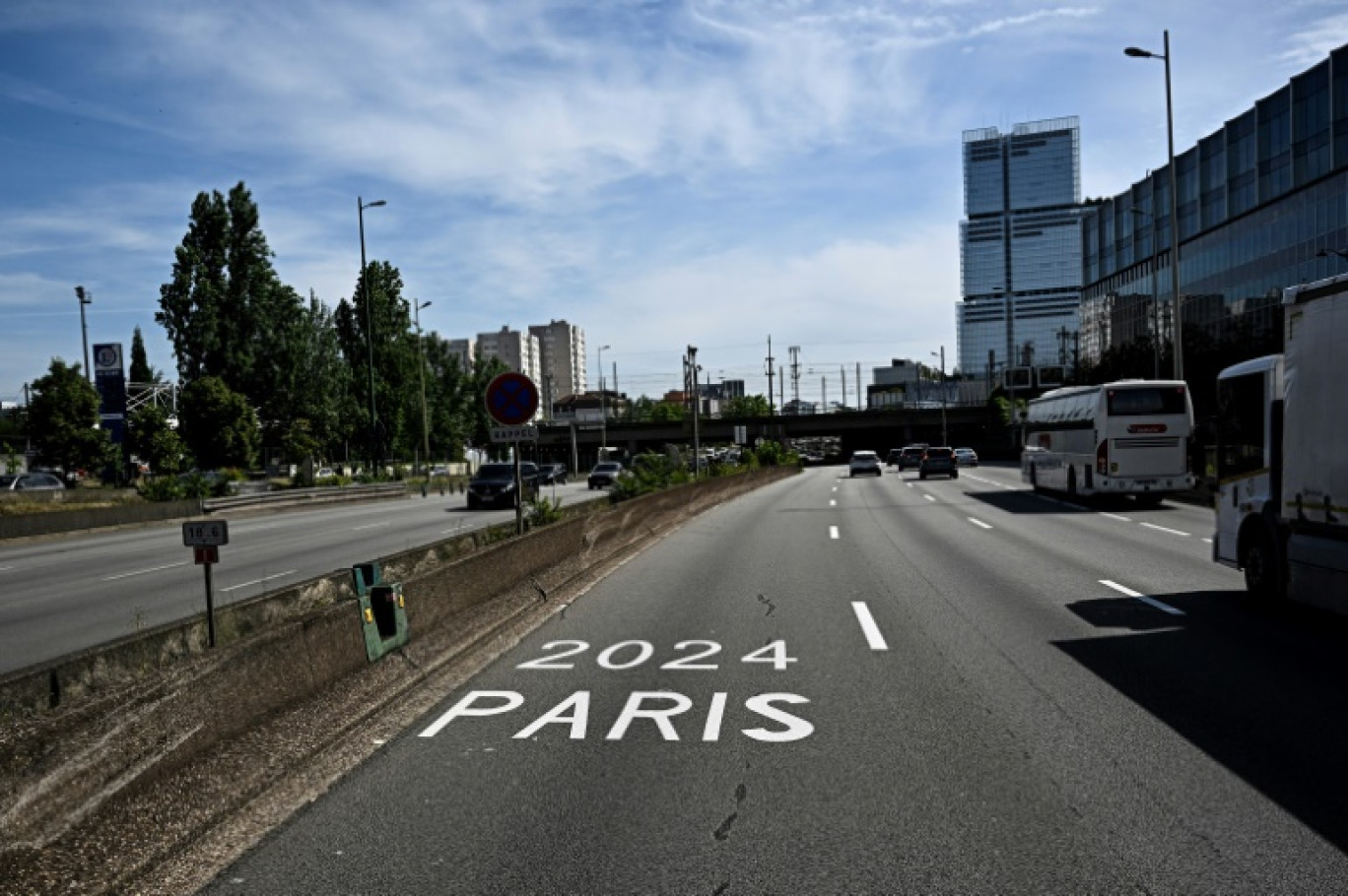 Voie réservée sur le périphérique parisien lors des Jeux olympiques 2024, le 30 juin 2024 © JULIEN DE ROSA