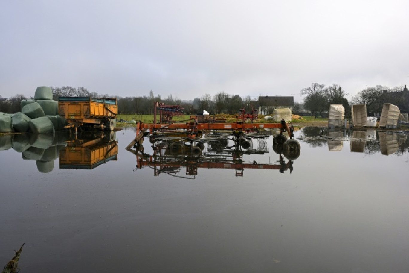 Une exploitation laitière biologique dévastée par les récentes inondations à Bruz, le 5 février 2025 en Ille-et-Vilaine © Damien MEYER