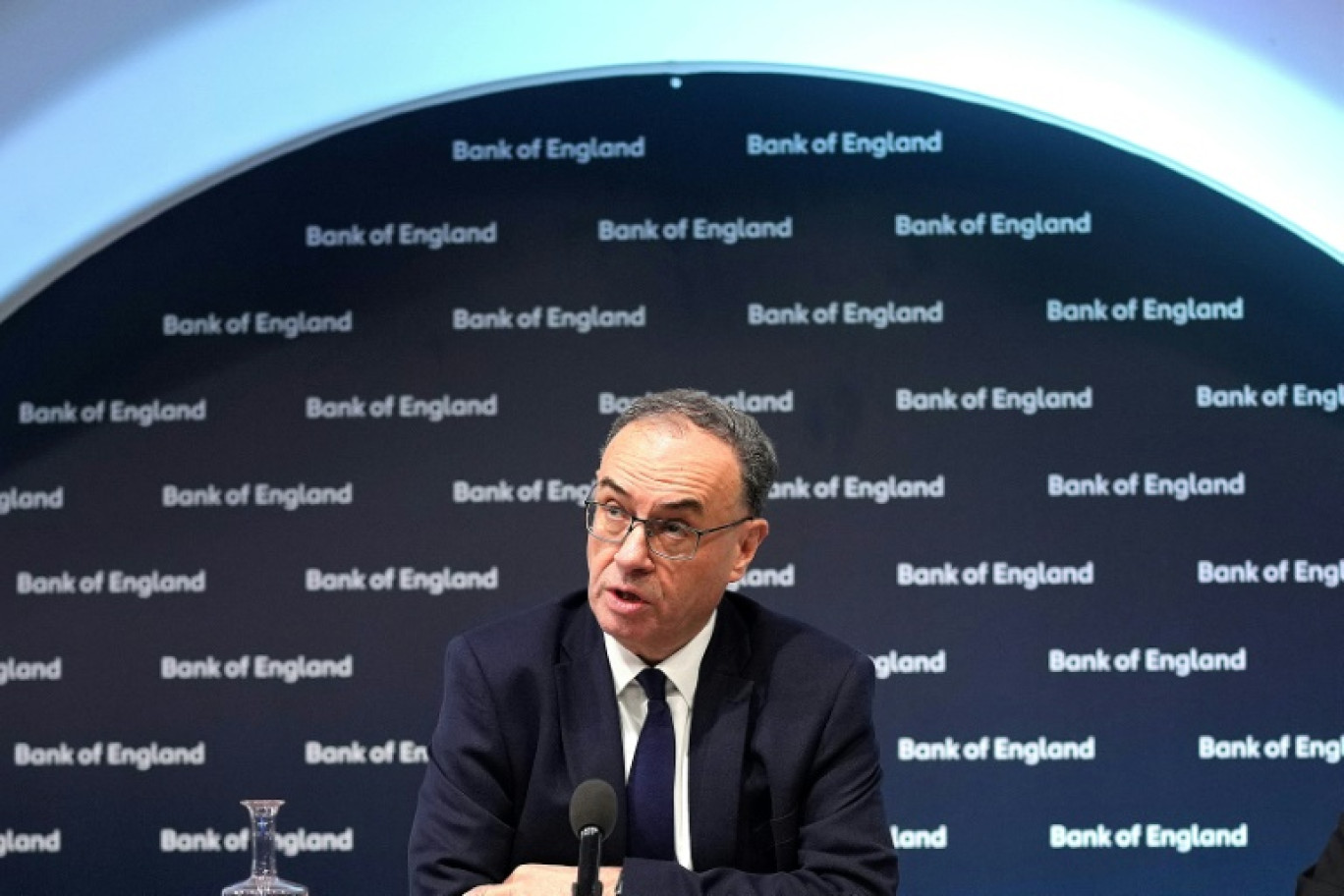 Andrew Bailey, le gouverneur de la Banque d'Angleterre, lors d'une conférence de presse à Londres, le 6 février 2025 © Kin Cheung