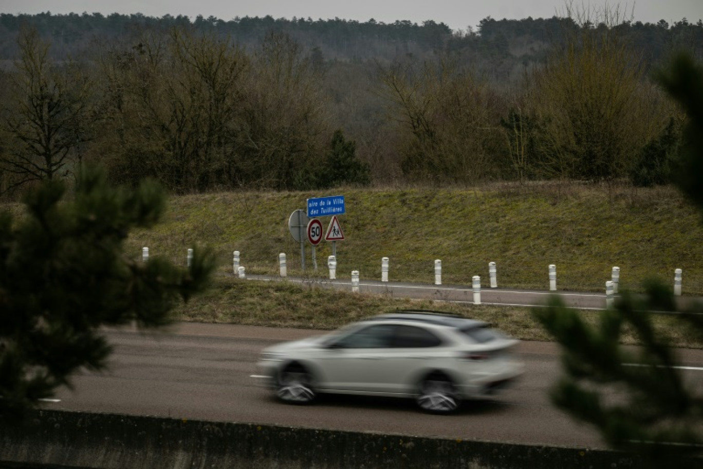 L'aire d'autoroute de Selongey (Côte-d'Or), lieu d'une fusillade entre des policiers et des passeurs,  le 8 février 2025 © ARNAUD FINISTRE