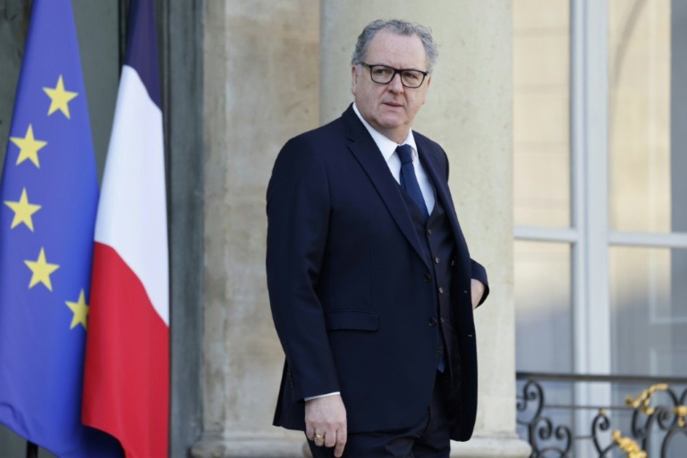 Richard Ferrand, alors président de l'Assemblée nationale, sur le perron de l'Elysée, le 8 mars 2022 à Paris © Ludovic MARIN