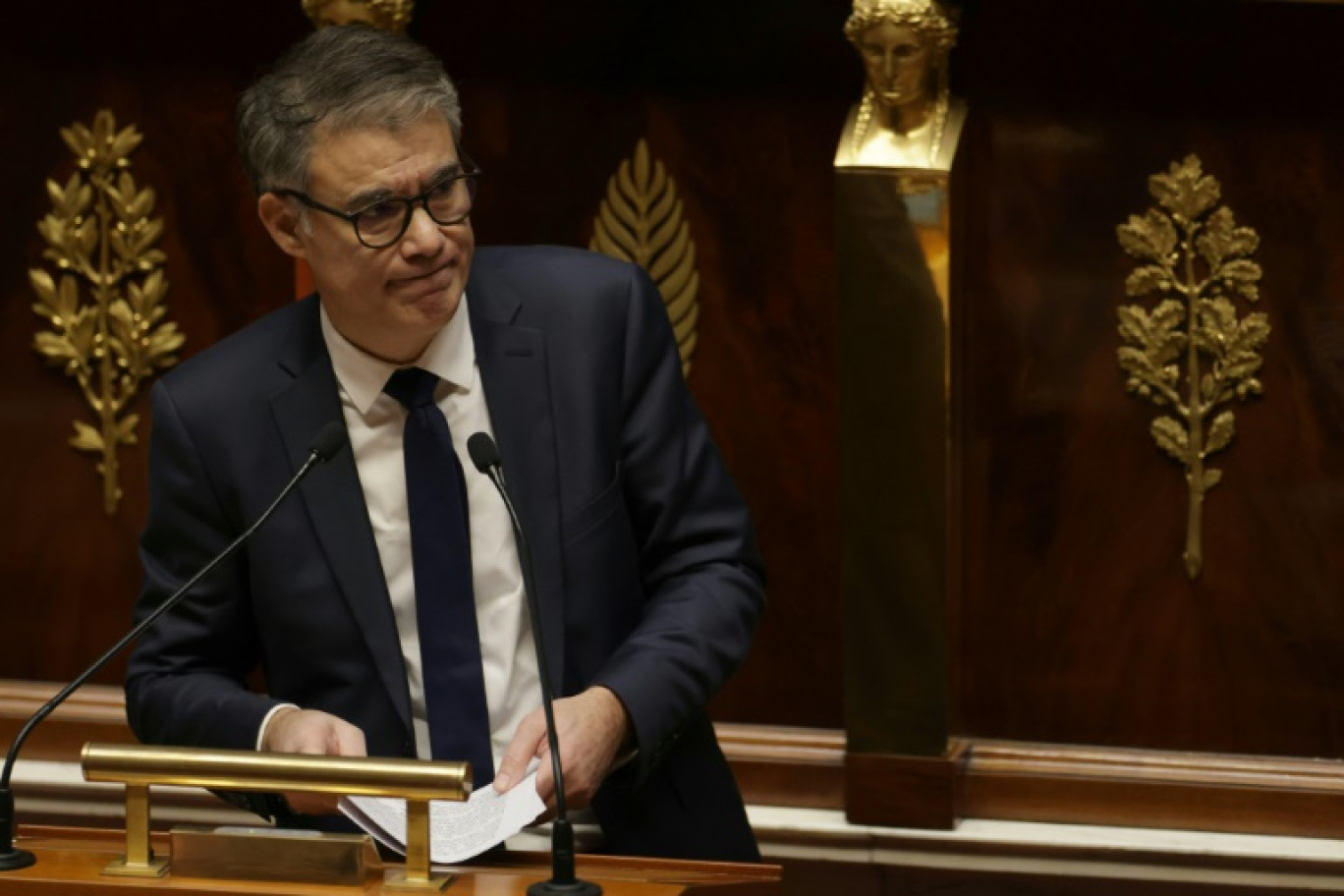 Le premier secrétaire du parti socialiste Olivier Faure le 16 janvier 2025 à l'Assemblée nationale à Paris © Thibaud MORITZ