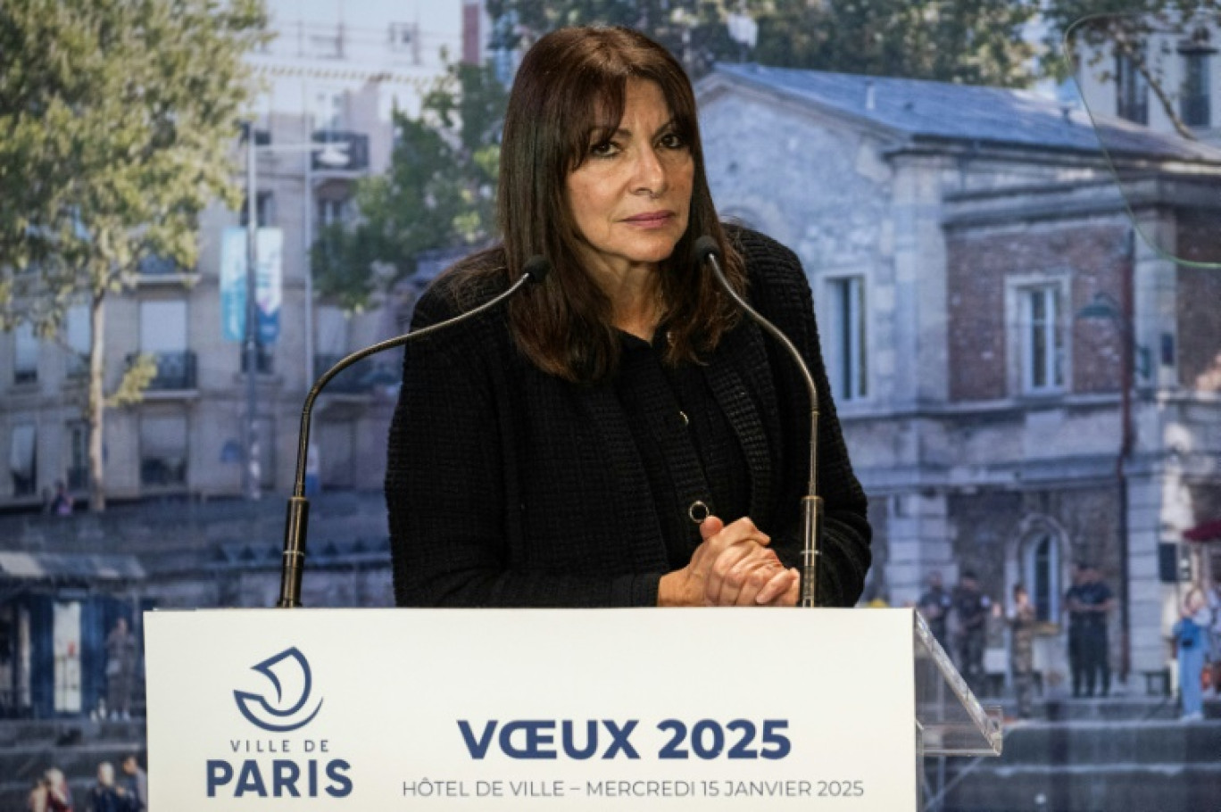 La maire de Paris, Anne Hidalgo, lors de ses voeux 2025, à Paris, le 15 janvier 2025 © Martin LELIEVRE