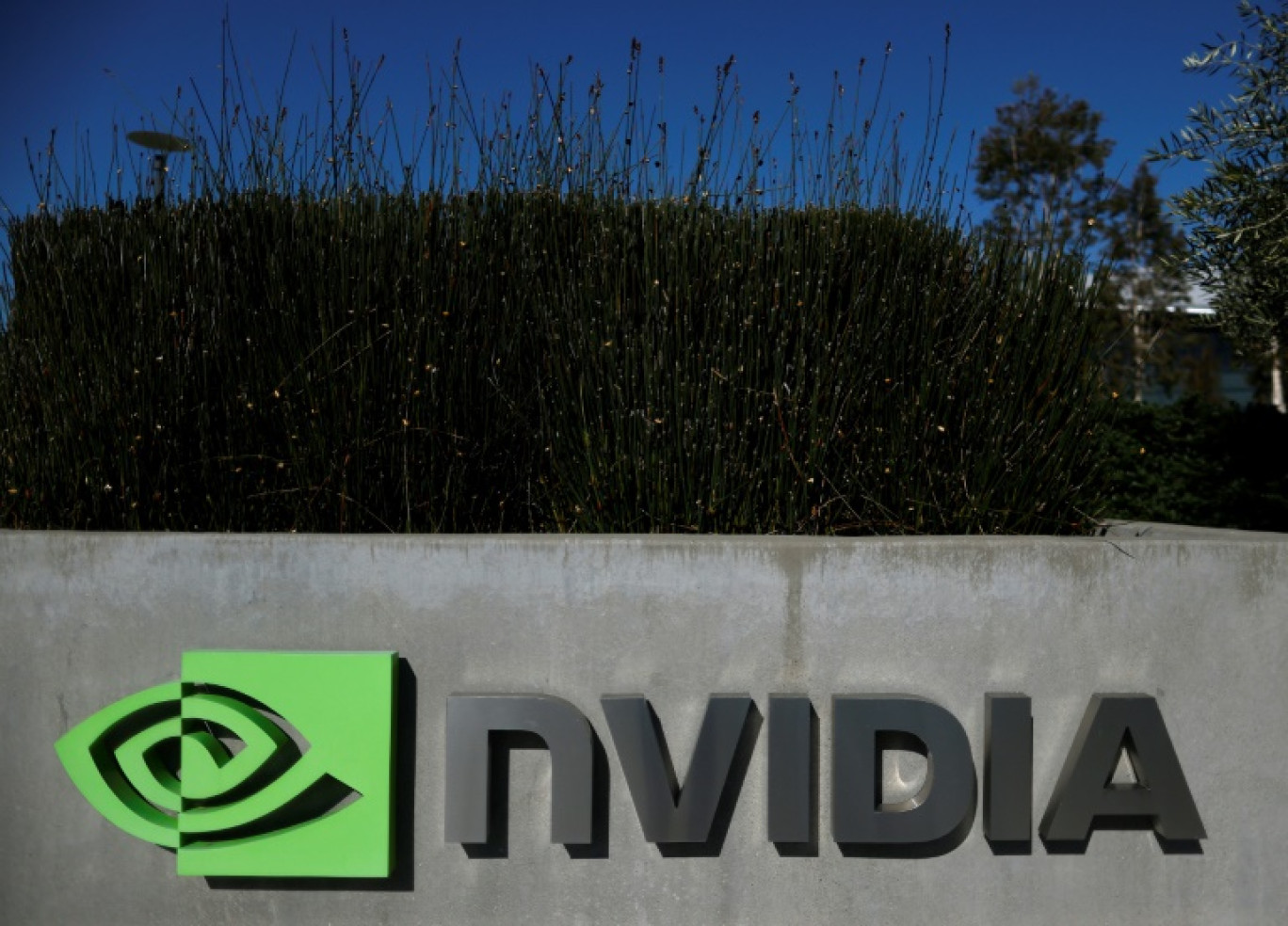 Le logo Nvidia s'affiche au siège de la société, à Santa Clara, en Californie, le 26 février 2025 © JUSTIN SULLIVAN