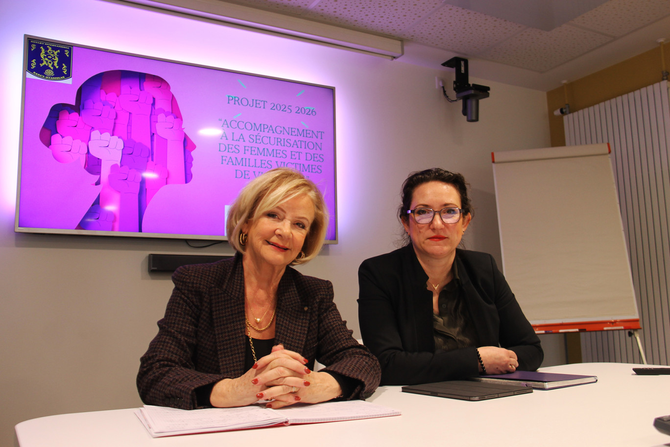 Sylvie Petiot et Valérie François, membres du club Rotary Nancy Stanislas, sont les porteuses du projet «Accompagnement à la sécurisation des femmes et des familles victimes de violence», retenu par la Fondation Batigère.