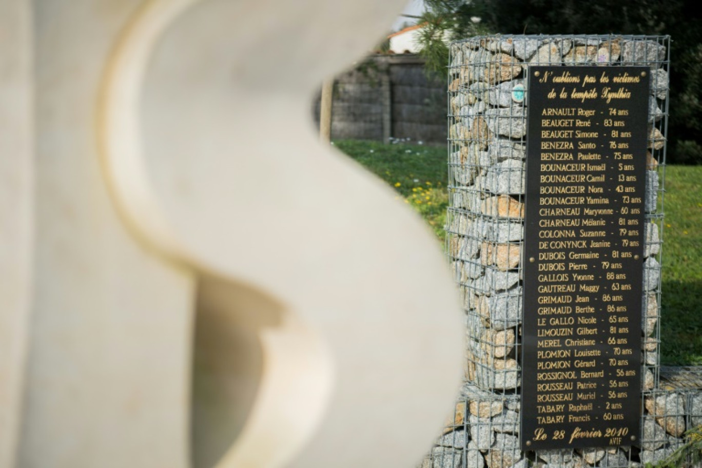 Le monument en hommage aux victimes de la tempête Xynthia à La Faute-sur-mer, le 7 février 2020 © Loic VENANCE