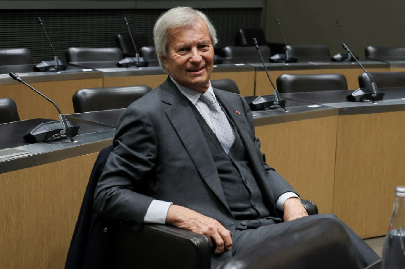 Vincent Bolloré, propriétaire de Vivendi, lors de son passage devant la commission d'enquête parlementaire sur les procédures d'autorisation des services nationaux de télévision à l'Assemblée nationale à Paris, le 13 mars 2024 © ALAIN JOCARD