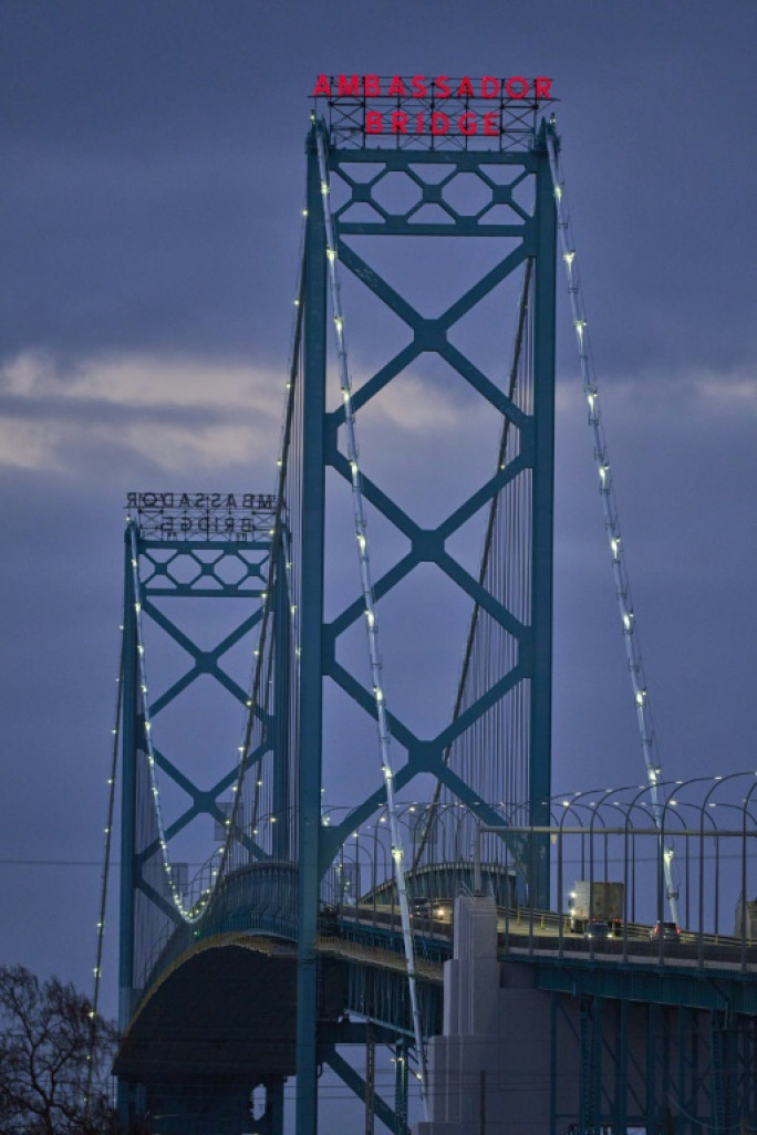 Le pont qui relie la ville de Windsor au Canada et Détroit aux Etats-Unis, le 1er mars 2025 © Geoff Robins