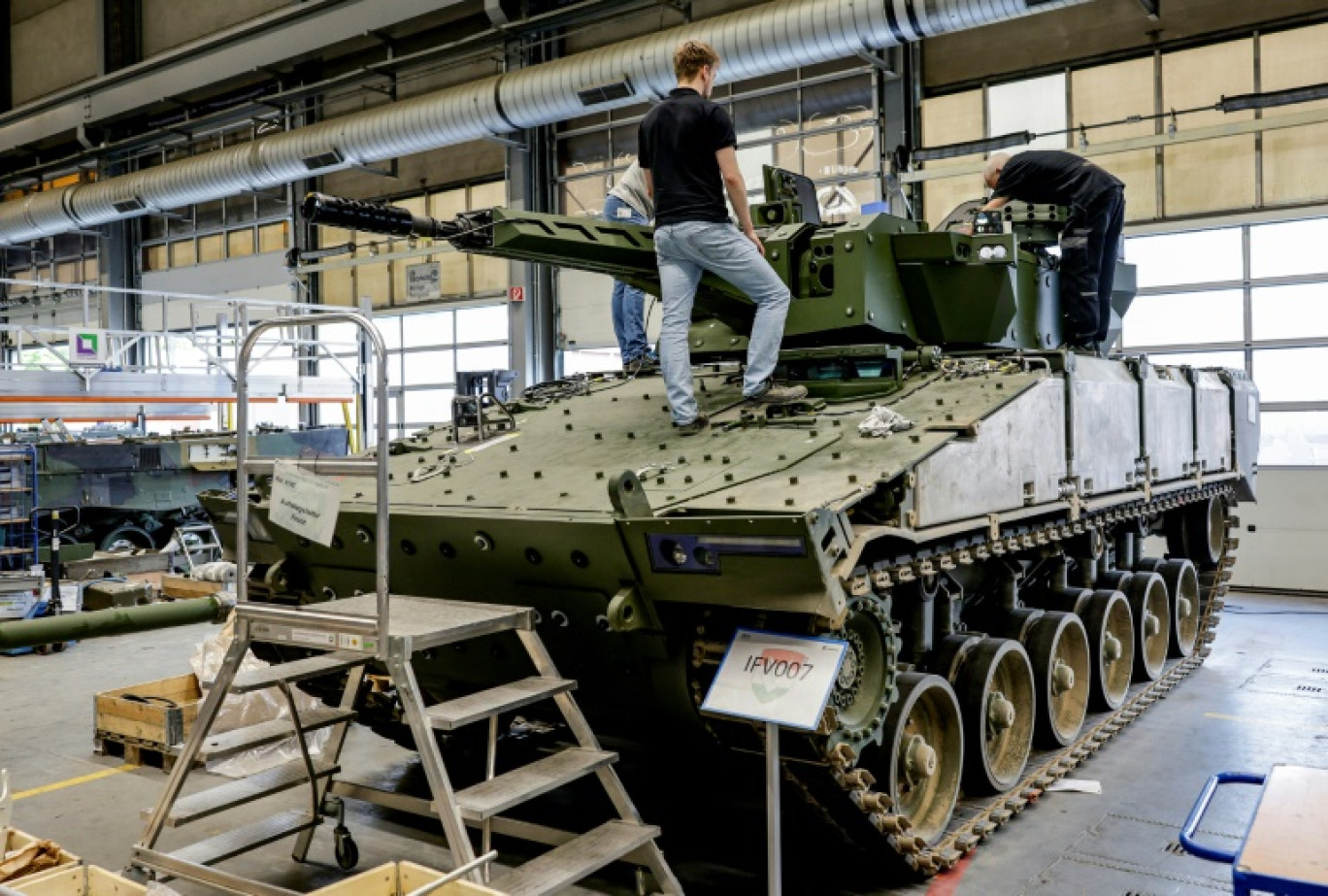 Un véhicule de combat d'infanterie allemand Puma IFV à l'usine Rheinmetall à Unterluess, dans le nord de l'Allemagne, le 6 juin 2023 © Axel Heimken