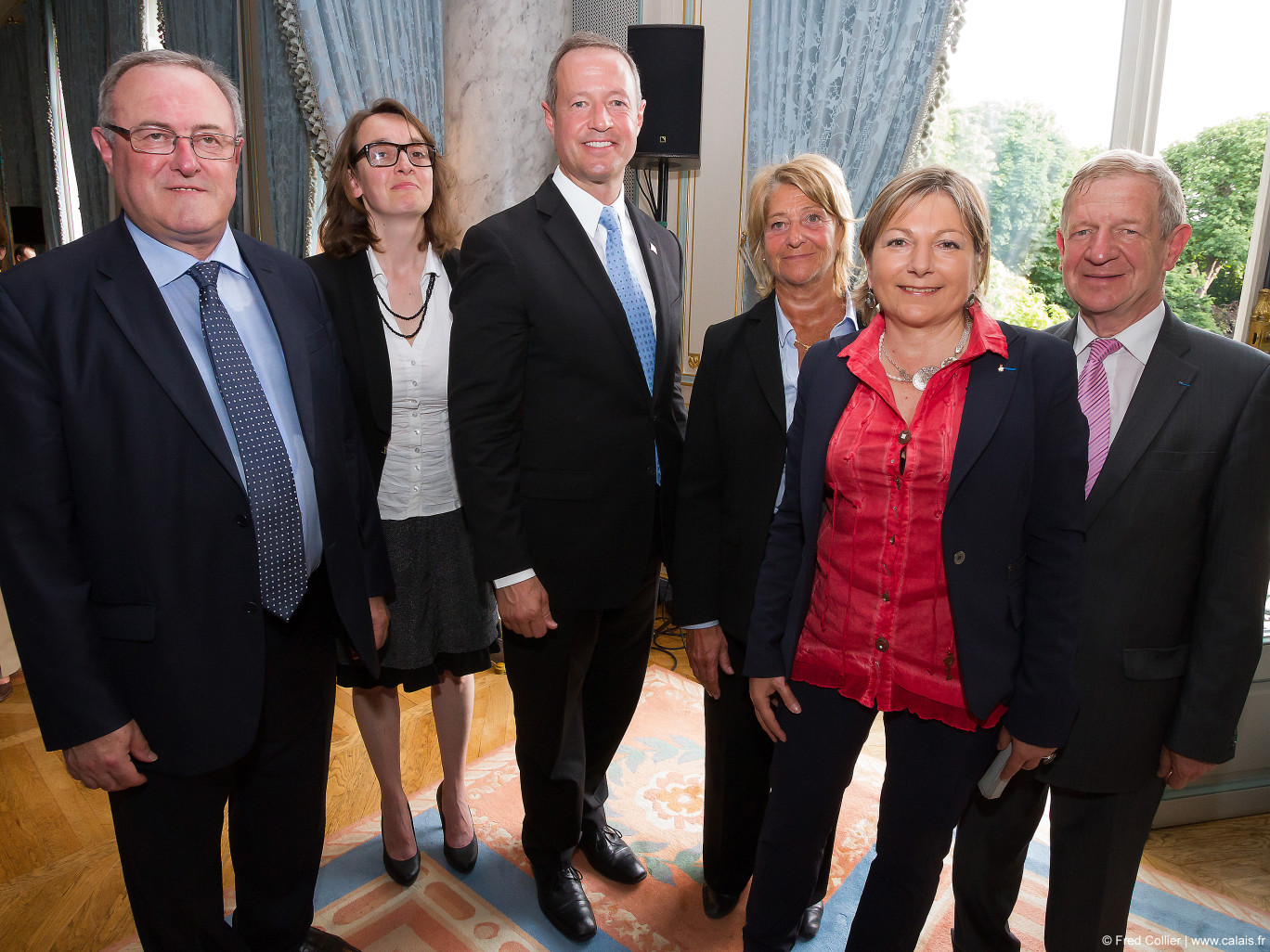 Au centre, Martin O'Malley, gouverneur du Maryland, entouré de Joël Duquénoy et Anne Vanhaecke sur sa droite et de Daniel Pecqueur et Nahalie Bouchart sur sa gauche.