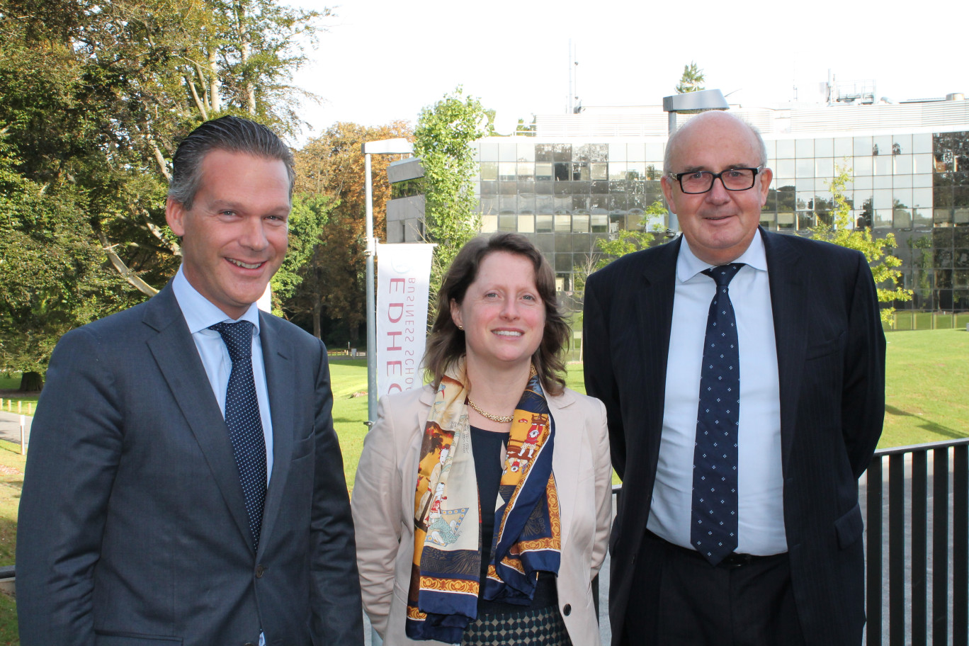 Benoît Arnaud, directeur EDHEC Management Institute et du Family Business Center, Michelle Botha, directrice de l’ESPEME et Olivier Oger, directeur général de l’EDHEC.