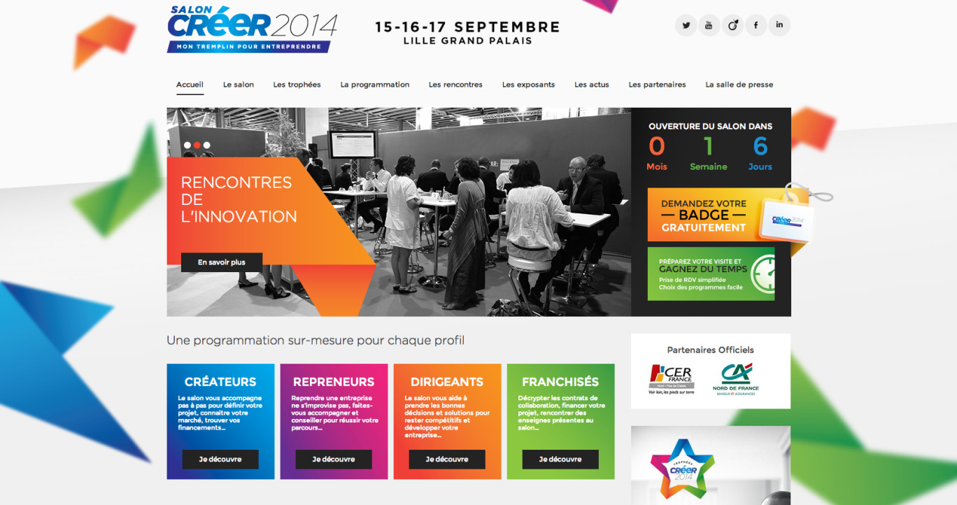 Retrouvez le programme complet de l’édition 2014 du salon créer sur http://www.saloncreer.com/