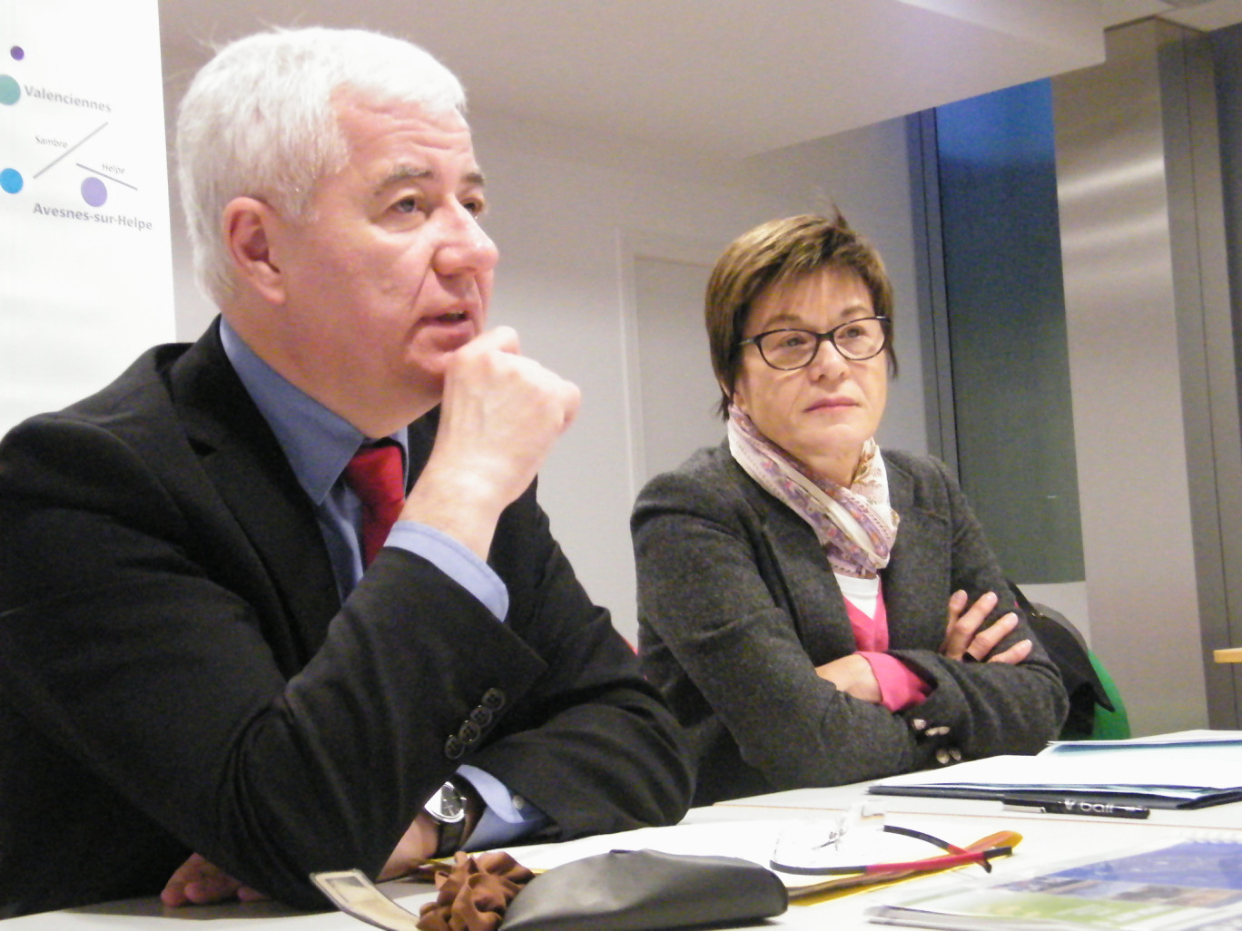 « Didier Manier, président du Conseil Général du Nord et Martine Filleul, première vice-présidente à Dunkerque le 17 février dernier ».