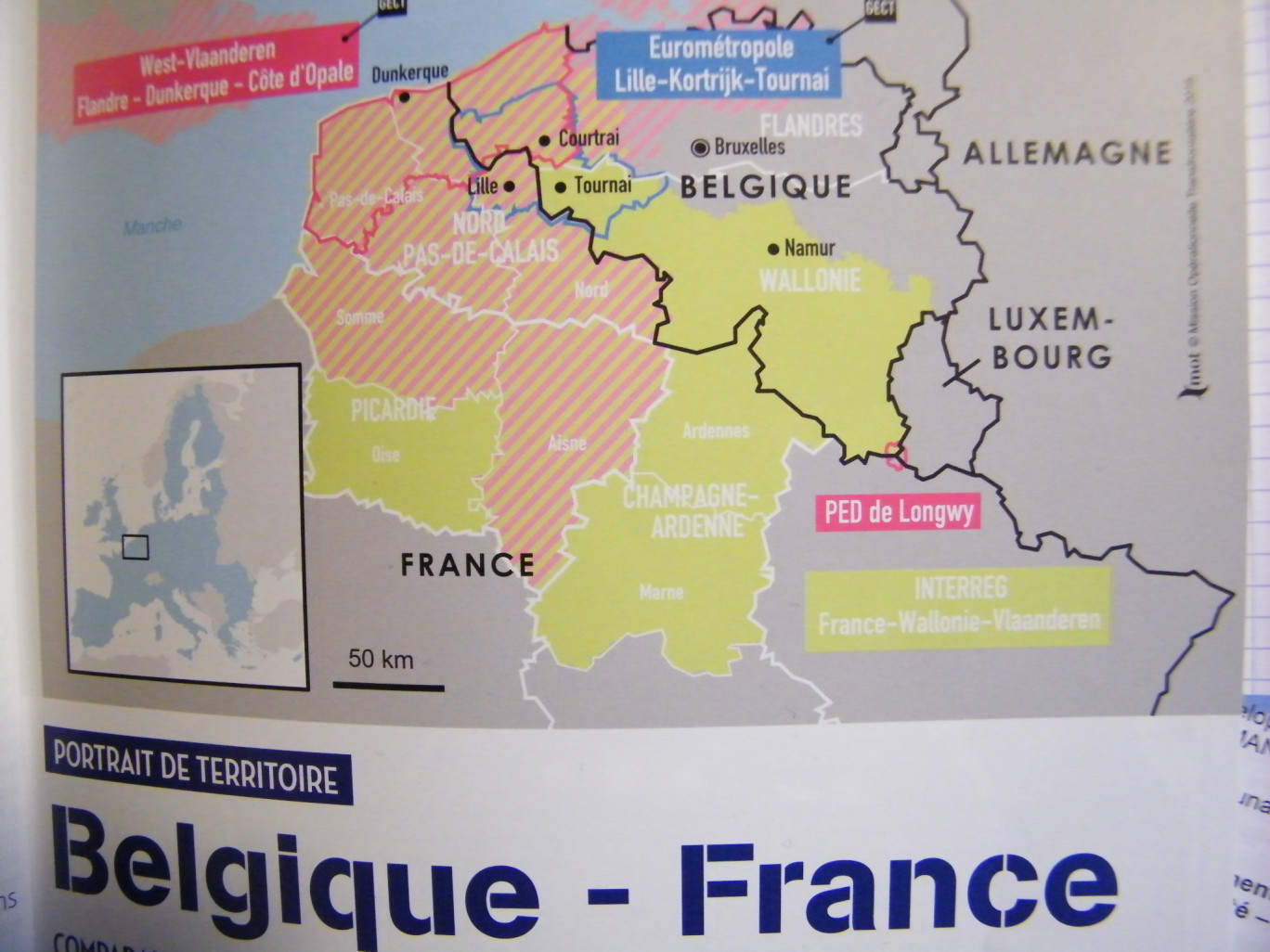 « Carte des actions transfrontalières dans la grande région Nord-Pas-de-Calais-Picardie ».