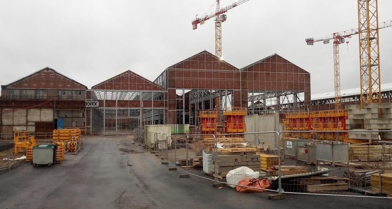 Une vue du chantier du lycée hôtelier à Lille Fives (25 000m2, chiffre d’affaire de 11M€).