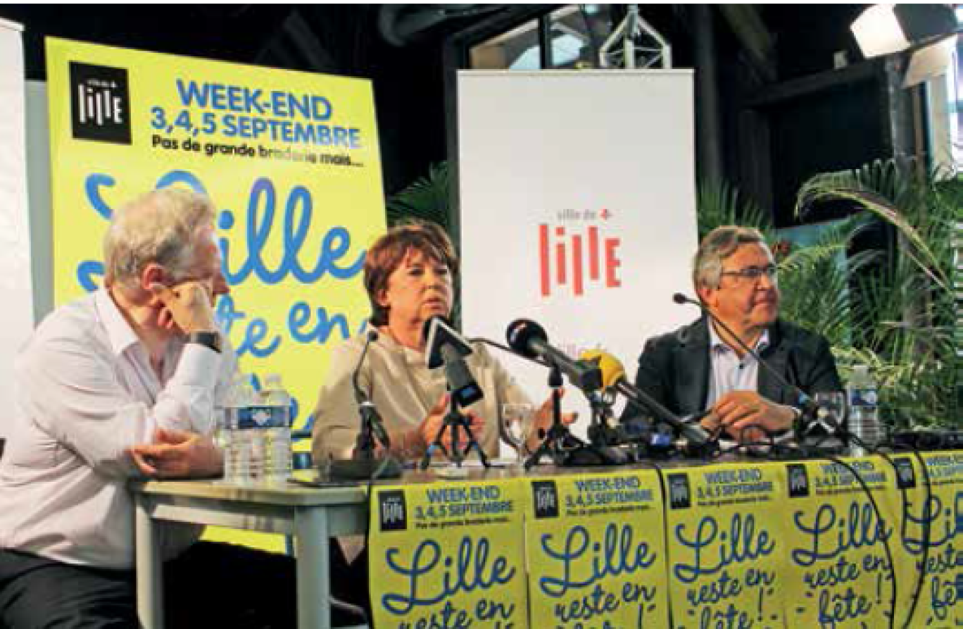 Martine Aubry, entourée de Pierre de Saintignon et de Jacqes Richir, a détaillé le programme du premier week-end de septembre.