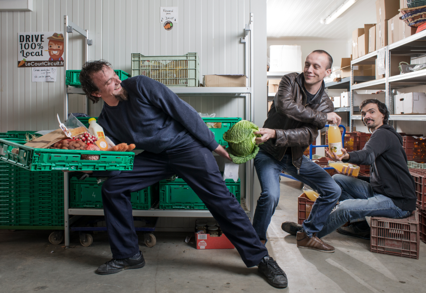 Maxence Messiant, Jimmy Devemy et Anthony Voilet, les trois cofondateurs du drive 100% local.