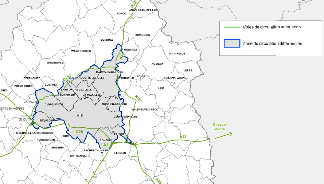 Les zones concernées dans l'agglomération lilloise.