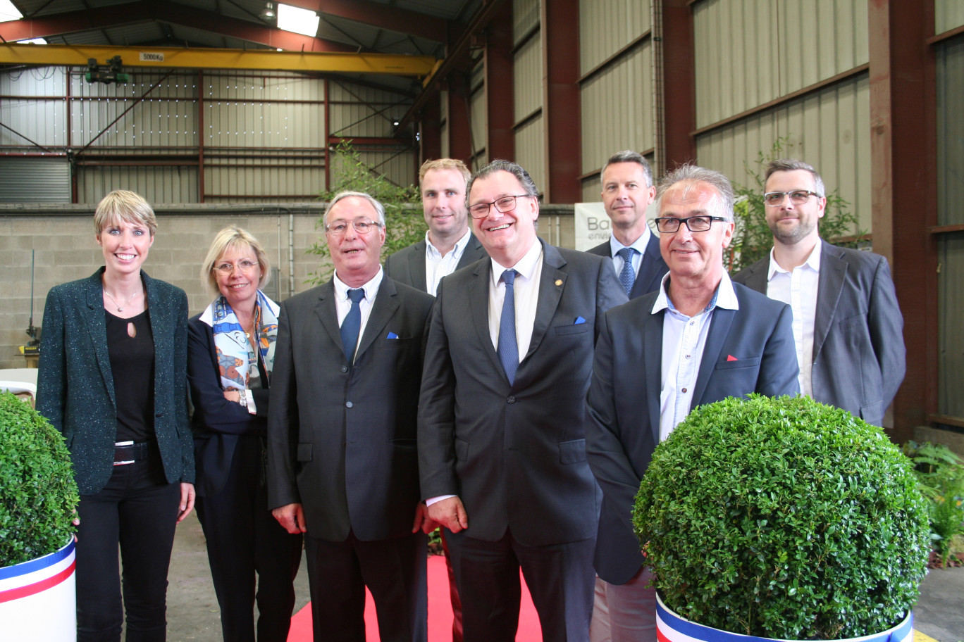 Bernard Poissonnier, président du groupe Baudelet, et François Motte, président de Sofie (au centre), ont inauguré le nouvel écosite.