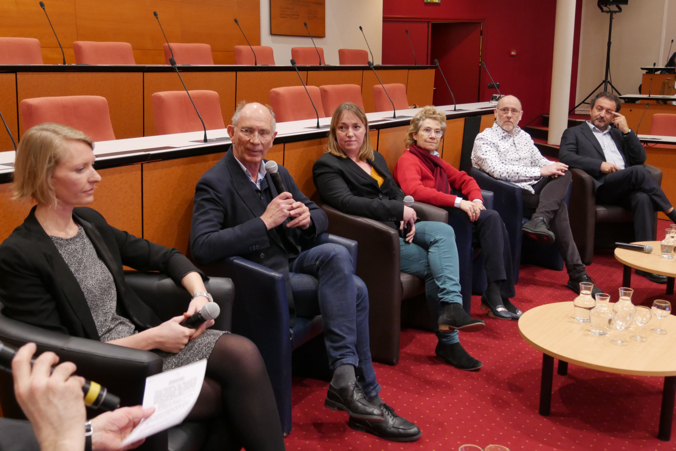 Les participants de la table ronde : Florence Huron Nausicaa, Thierry Sartorius, Alice Vanhoutte-Brunier, Marie-Christine Huau, Pascal Derycke, Franck Sylvain.