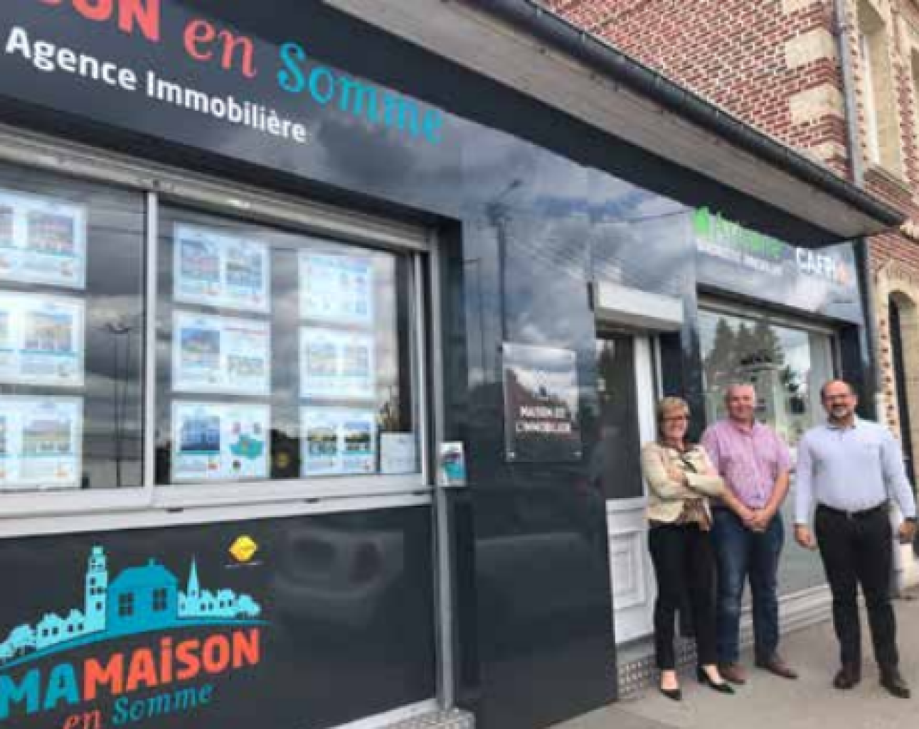 Noëlle Dransart, Philippe Damiens et David Vivies ouvrent la Maison de l’Immobilier.