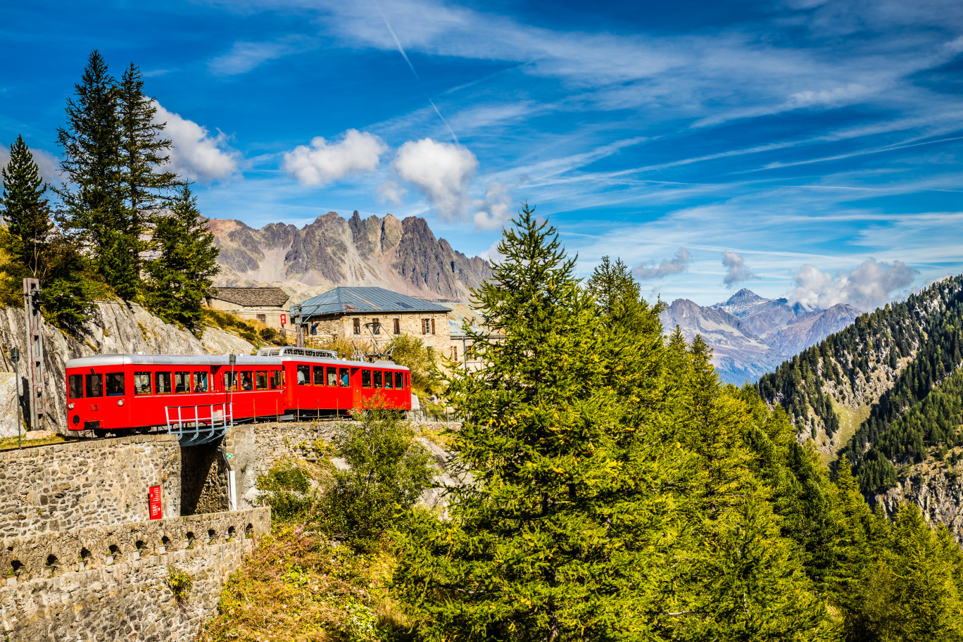 Le train du Montenvers vers la Mer de Glace à Chamonix. © Adobe Stock